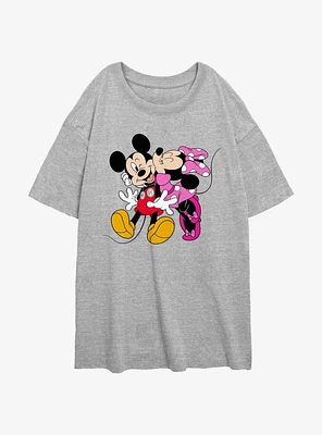 Disney Mickey Mouse & Minnie Kiss Girls Oversized T-Shirt