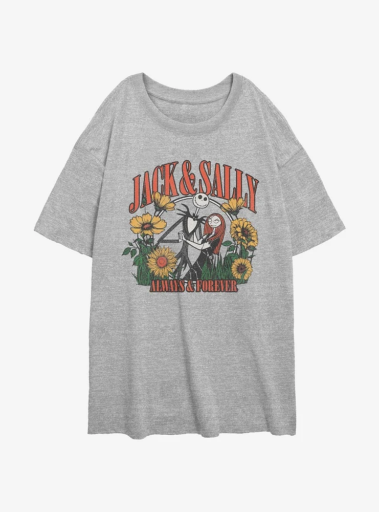Disney The Nightmare Before Christmas Jack & Sally Always Forever Girls Oversized T-Shirt