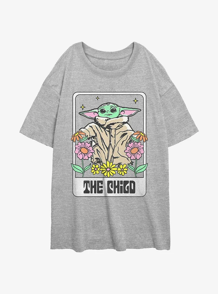 Star Wars The Mandalorian Child Floral Girls Oversized T-Shirt