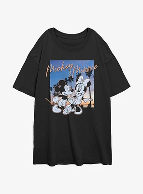 Disney Mickey Mouse & Minnie Sunset Couple Girls Oversized T-Shirt