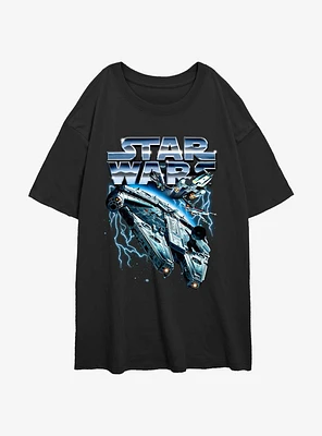 Star Wars Metal Ship Girls Oversized T-Shirt