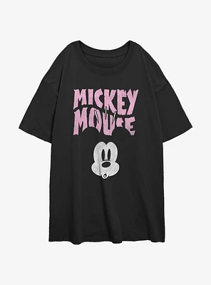 Disney Mickey Mouse Spooked Face Girls Oversized T-Shirt