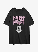 Disney Mickey Mouse Spooked Face Girls Oversized T-Shirt