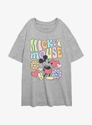 Disney Mickey Mouse Floral Girls Oversized T-Shirt