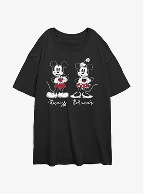 Disney Mickey Mouse & Minnie Always Forever Girls Oversized T-Shirt