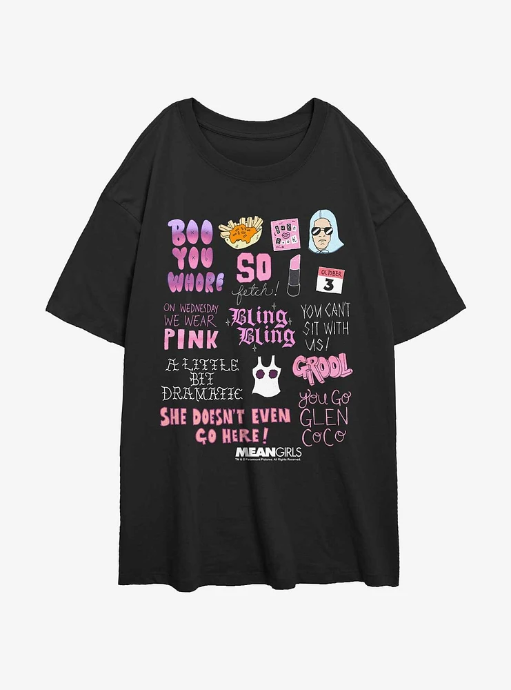 Mean Girls Movie Phrases Oversized T-Shirt