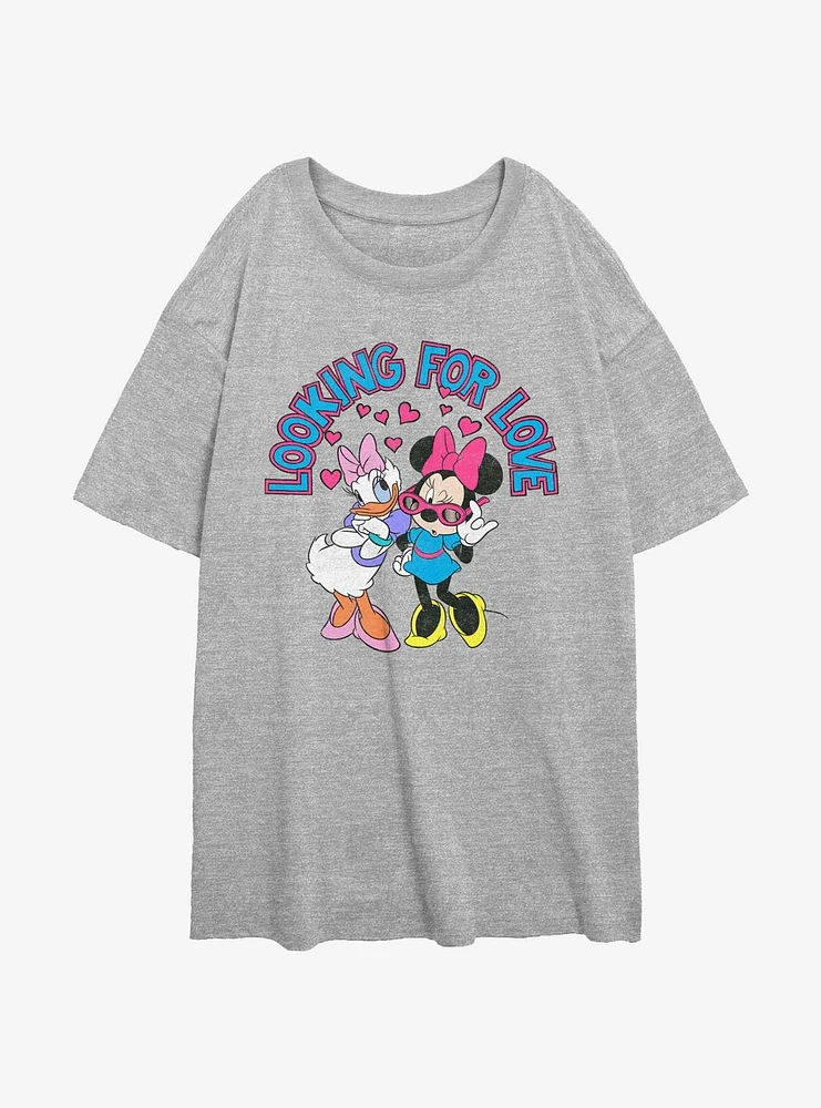 Disney Minnie Mouse & Daisy Duck Looking For Love Girls Oversized T-Shirt
