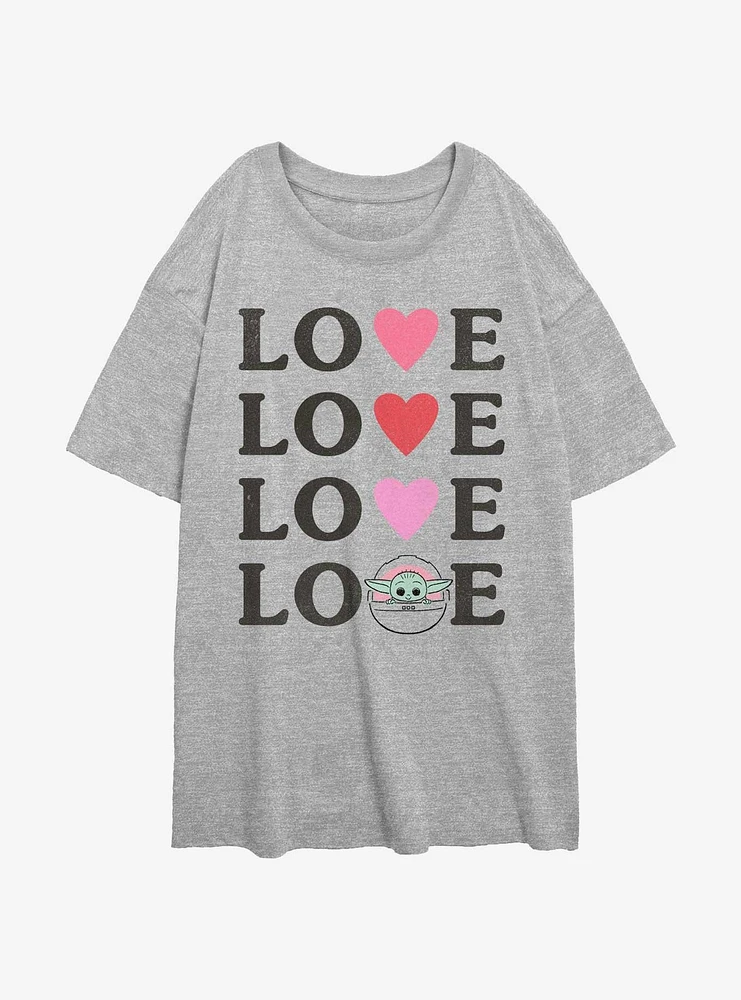 Star Wars The Mandalorian Grogu Love Girls Oversized T-Shirt