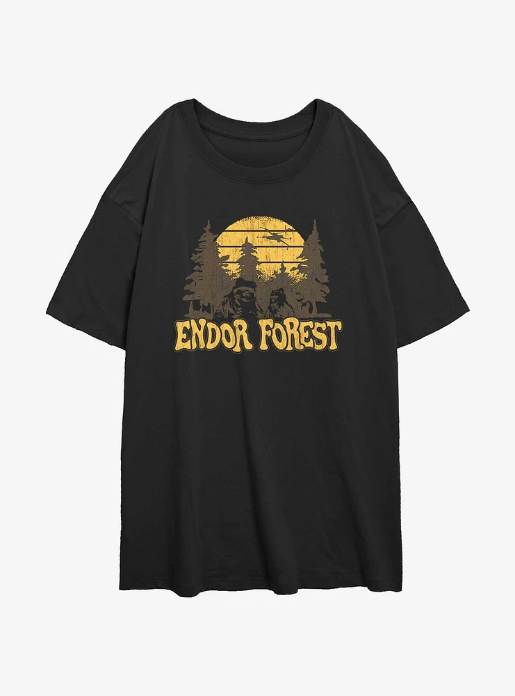 Star Wars Endor Forest Girls Oversized T-Shirt