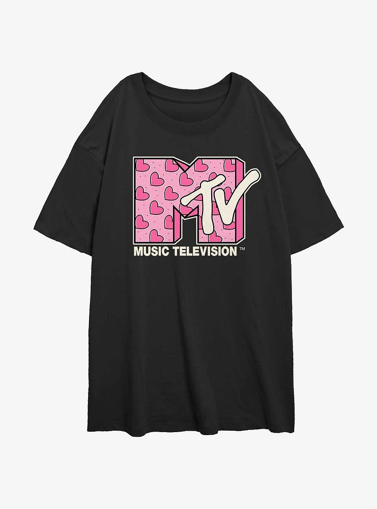 MTV Hearts Logo Girls Oversized T-Shirt