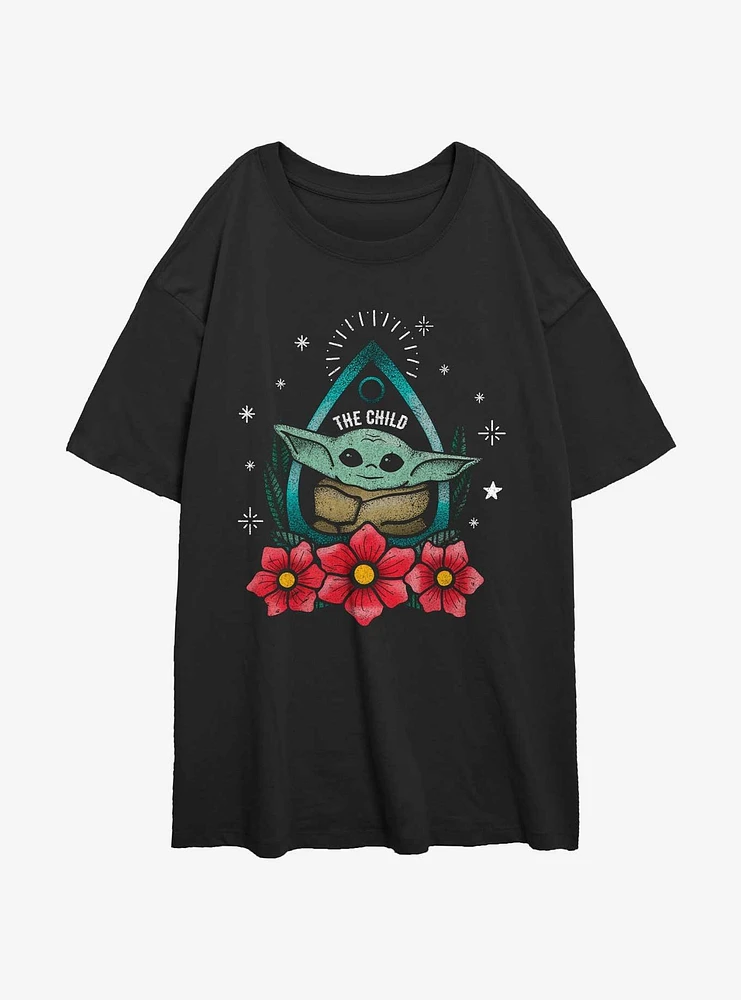 Star Wars The Mandalorian Child Planchette Girls Oversized T-Shirt