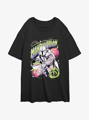Star Wars The Mandalorian Neon Mando Girls Oversized T-Shirt