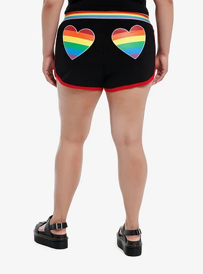 Rainbow Heart Stripe Soft Shorts Plus