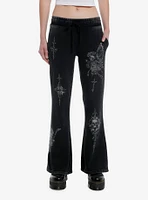 Skull Fairy Cross Wash Flare Girls Lounge Pants