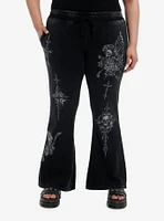 Skull Fairy Cross Wash Flare Girls Lounge Pants Plus