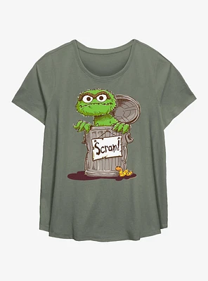 Sesame Street Oscar Scram Sign Girls T-Shirt Plus