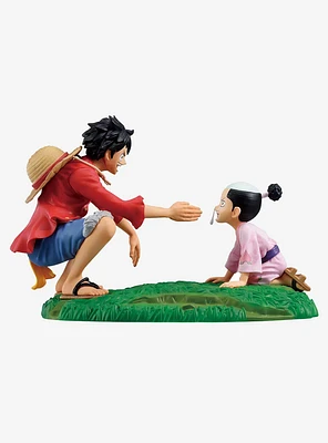 Bandai Spirits One Piece Ichibansho Revible Moment Monkey D. Luffy & Momonosuke Figure(A New Dawn Ver.)