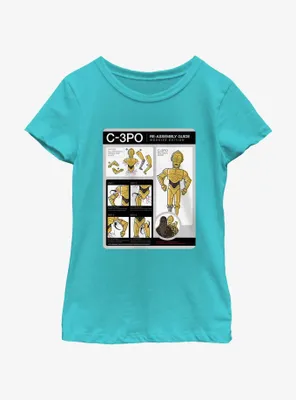 Star Wars C-3PO Re-Assembly Guide Youth Girls T-Shirt