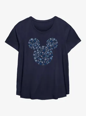 Disney Mickey Mouse Snowflakes Womens T-Shirt Plus
