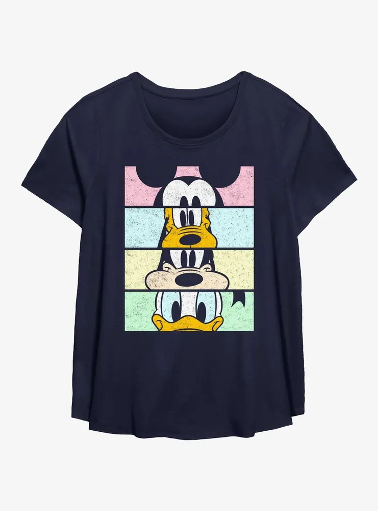 Disney Mickey Mouse Crew Panels Womens T-Shirt Plus