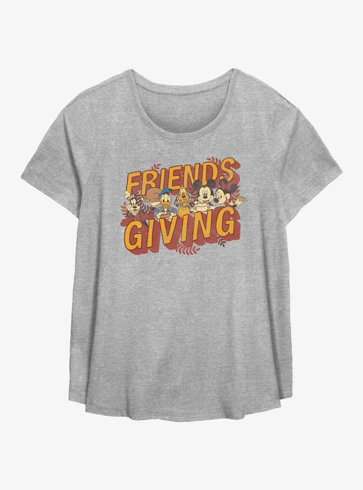 Disney Mickey Mouse Friendsgiving Womens T-Shirt Plus