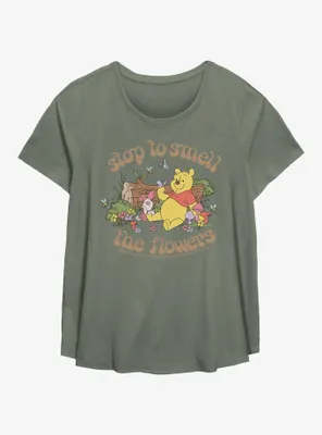 Disney Winnie The Pooh Smell Flowers Womens T-Shirt Plus