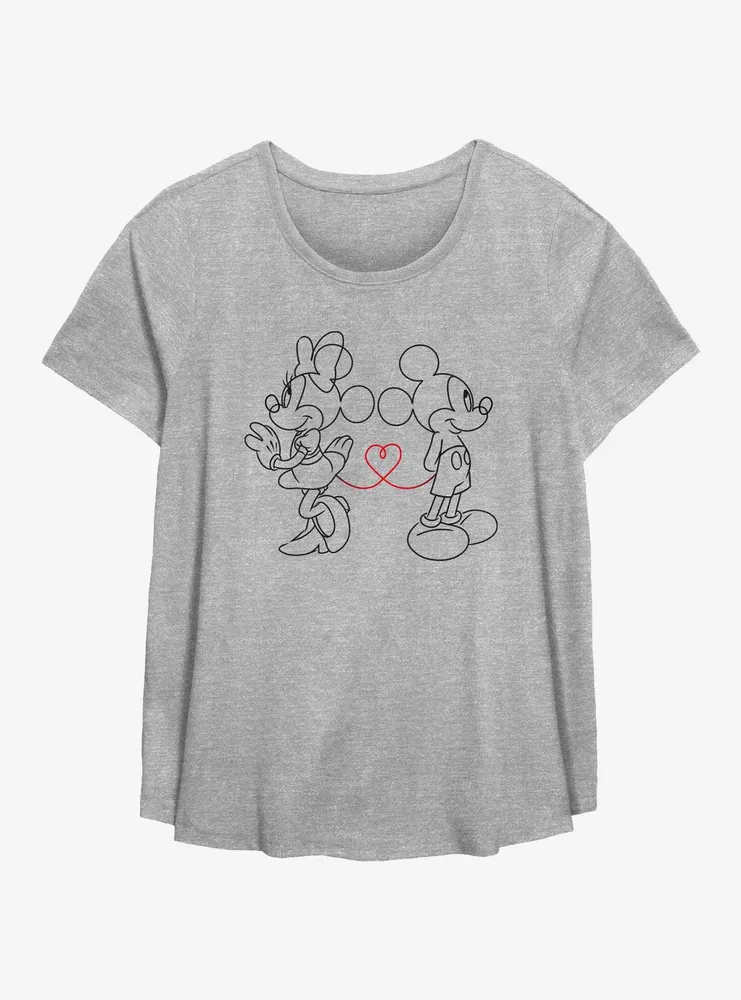 Disney Mickey Mouse & Minnie Heart Strings Womens T-Shirt Plus