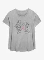 Disney Mickey Mouse & Minnie Heart Strings Womens T-Shirt Plus