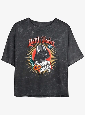 Star Wars Tattoo Vader Girls Mineral Wash Crop T-Shirt