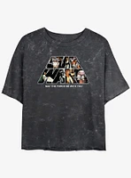 Star Wars Logo Fun Girls Mineral Wash Crop T-Shirt