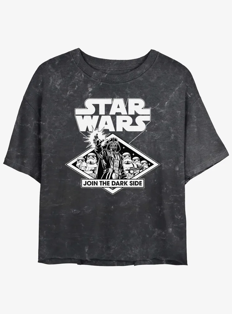 Star Wars Join The Dark Side Womens Mineral Wash Crop T-Shirt