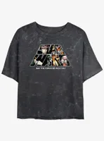 Star Wars Logo Fun Womens Mineral Wash Crop T-Shirt