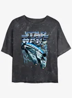 Star Wars Metal Ship Womens Mineral Wash Crop T-Shirt