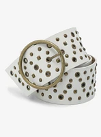 White Gold Grommet Stud Waist Belt