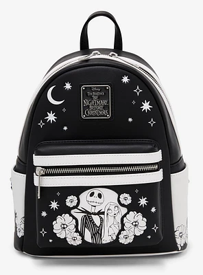 Loungefly Disney The Nightmare Before Christmas Jack & Sally Floral Glow-in-the-Dark Mini Backpack - BoxLunch Exclusive