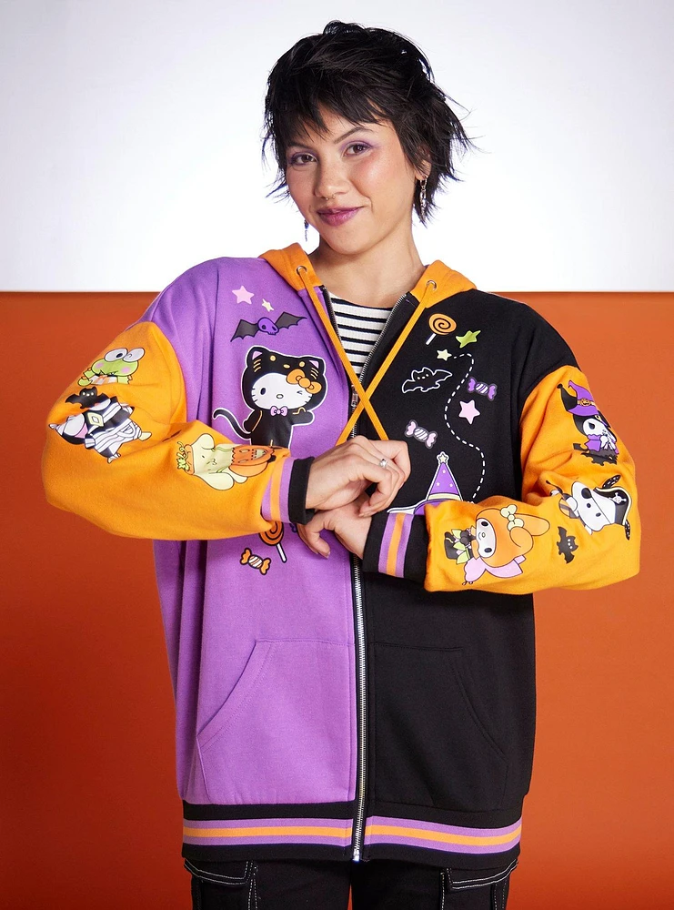 Hello Kitty And Friends Halloween Split Color-Block Girls Hoodie