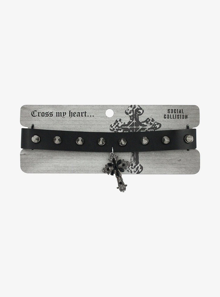 Social Collision Cross Stud Choker