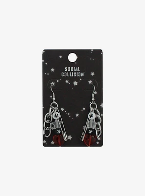 Social Collision Safety Pink Chain Bead Drop Earrings
