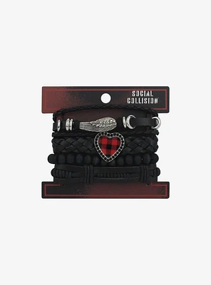 Social Collision Heart Wing Cord Bracelet Set