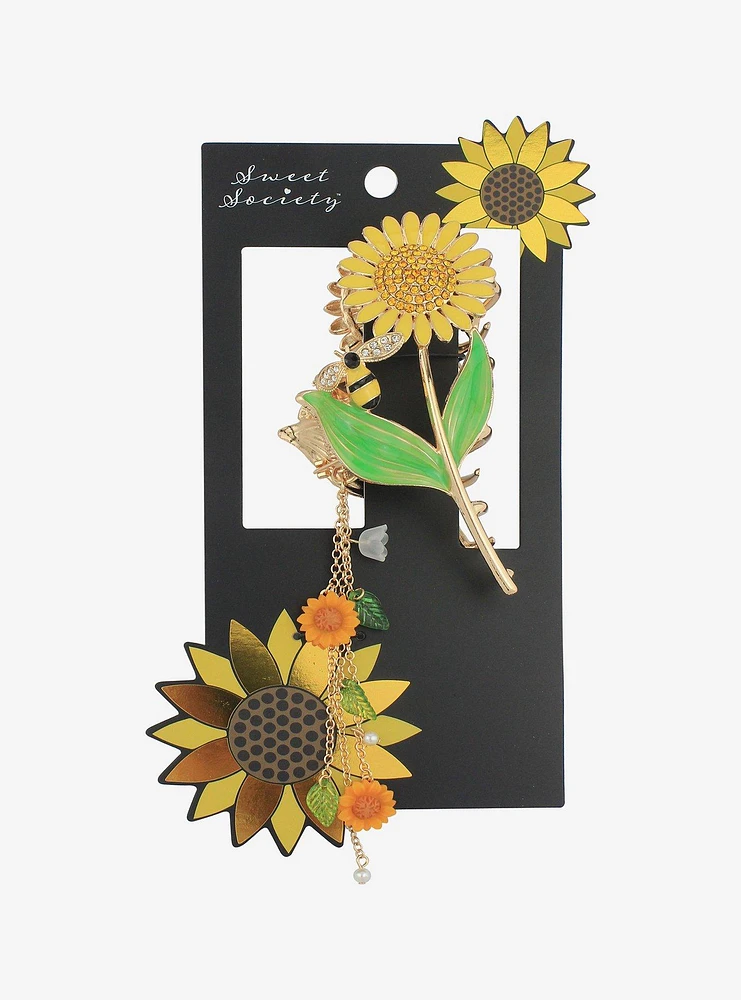 Sweet Society Sunflower Bee Dangling Claw Hair Clip