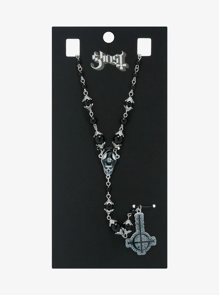 Ghost Pendant Rosary Necklace