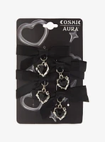 Cosmic Aura Black Heart Bow Hair Clip Set