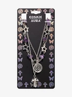 Cosmic Aura Purple Star Swirl Necklace Set