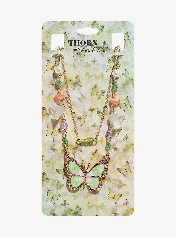 Thorn & Fable Butterfly Pendant Tulip Necklace Set