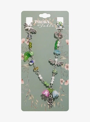 Thorn & Fable Flower Wing Pearlescent Beaded Necklace