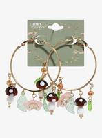 Thorn & Fable Sakura Mushroom Charm Hoop Earrings