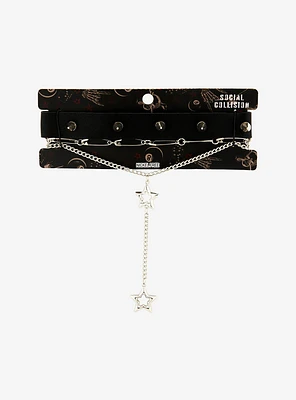 Social Collision Star Safety Pin Choker Necklace Set