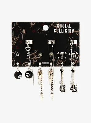 Social Collision Skull Guitar Cuff Earring Set