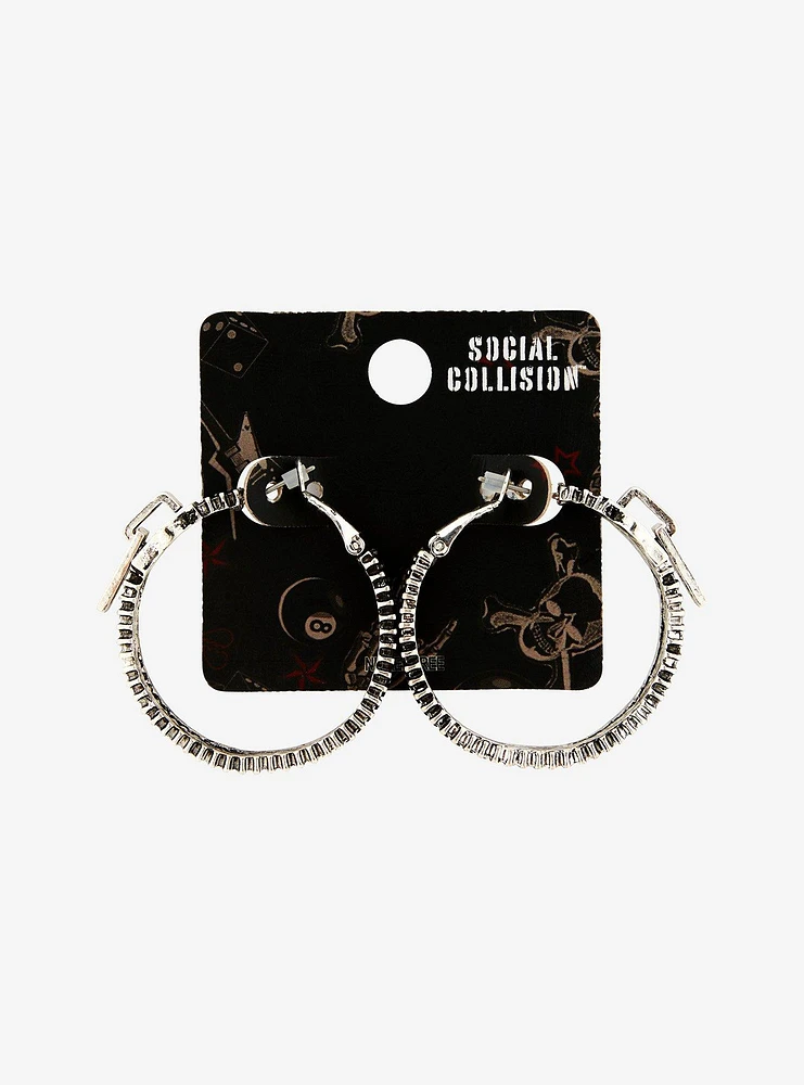 Social Collision Zipper Pull Hoop Earrings