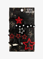 Social Collision Red & Black Star Clip Set